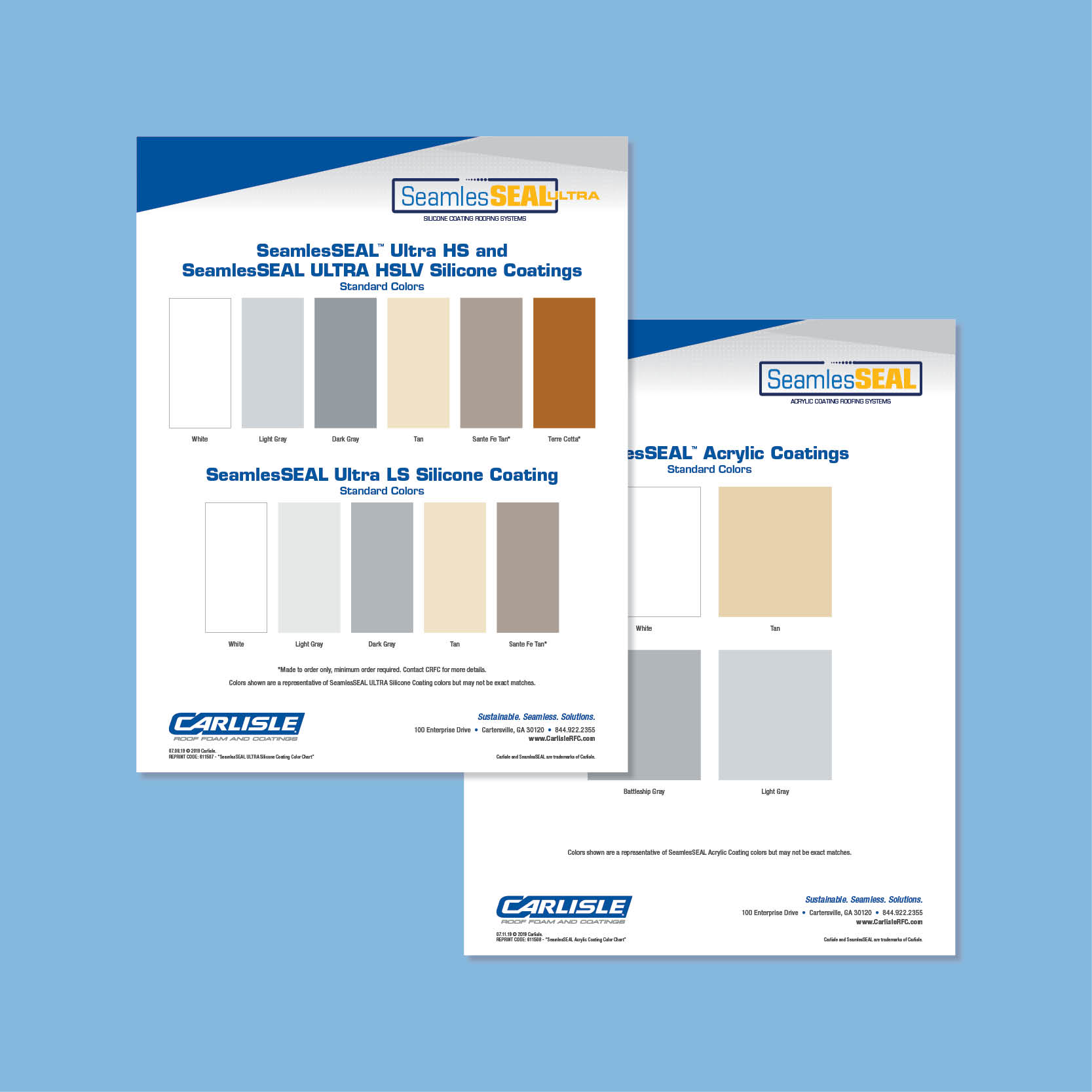 SeamlesSEAL Silicone and Acrylic Coatings Color Charts