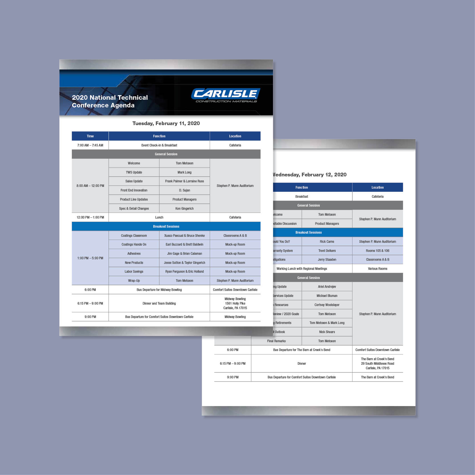 Carlisle 2020 National Technical Conference Agenda